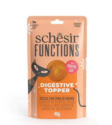 Schesir Cat's treat Pumpkin With Wheat Grass In Puree Digestive Topper 40gr
