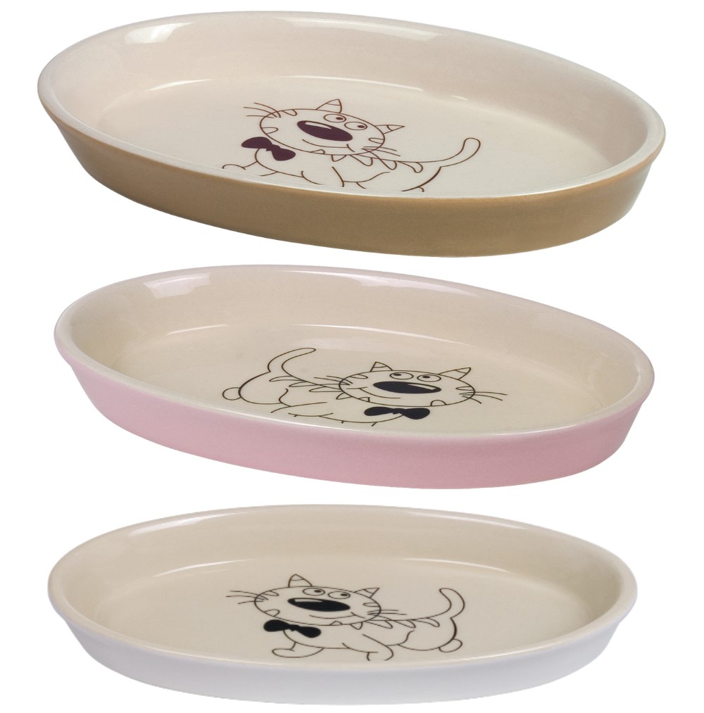 Nobby Cat Ceramic Dish Oval Light Brown/Beige 17x11x2 5cm 120 Ml