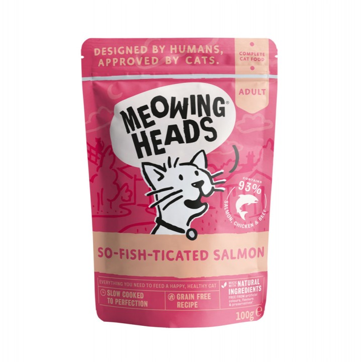 Meowing Heads Wet Pouch So fish tiCat's wet fooded Salmon 100gr