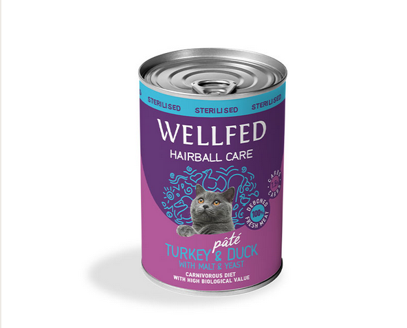Wellfed Sterilized Hairball Turkey  Duck Pate 400gr - 400gr
