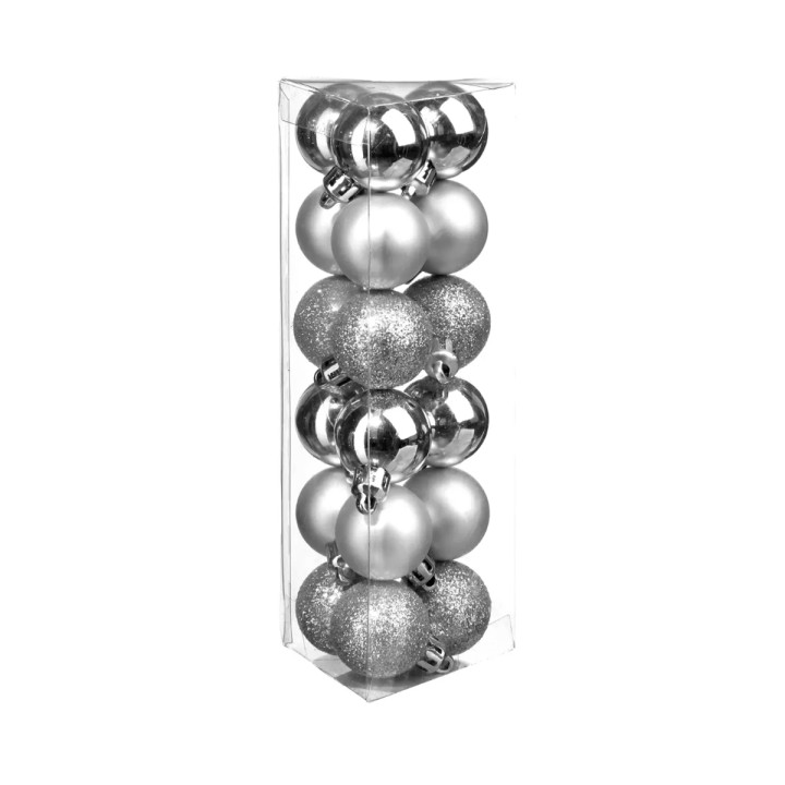 ΧΡΙΣΤΟΥΓΕΝΝΙΑΤΙΚΑ ΜΠΑΛΑΚΙΑ 3cm 18ΤΕΜ ΑΣΗΜΙ