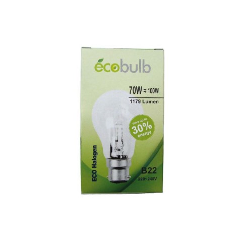 ΛΑΜΠΑ ECO HALOGEN B22 70W=100W 1179LM ΚΙΤΡΙΝΟΥ ΦΩΤΙΣΜΟΥ