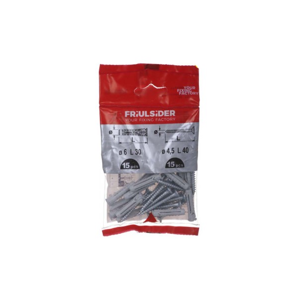 Friulsider Βιδα Με Βυθ. Κεφ. 4,5Χ45Mm Με Ρομπλαξ 8Mm Euroblister 10 Τεμ