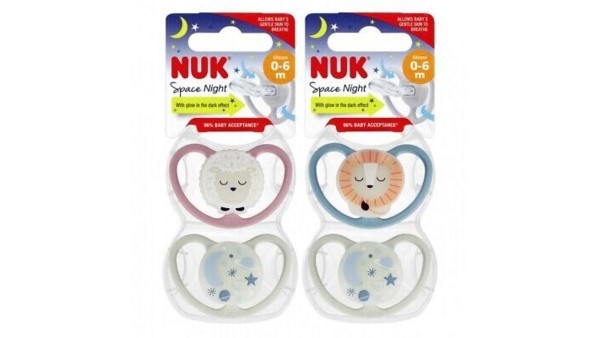 Nuk Silicone Soother Night 0-6M, 2pcs