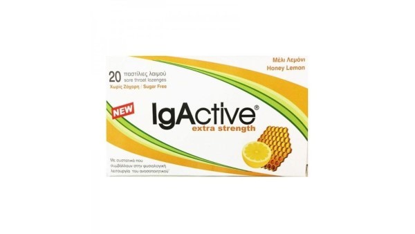 IgActive Honey&Lemon Sugar Free throat pastilles, 20pcs
