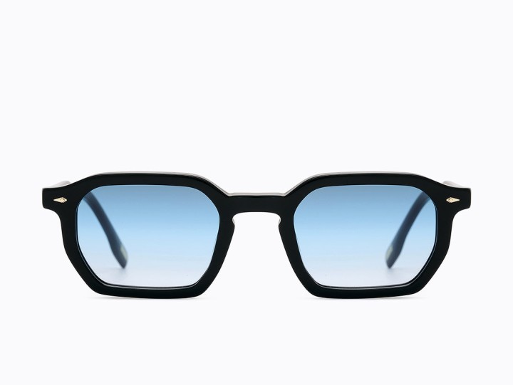 Carolina Lemke Cricket Geometric Men's sunglasses Color Black Lens Color Gradient Smoke To Blue To Trans