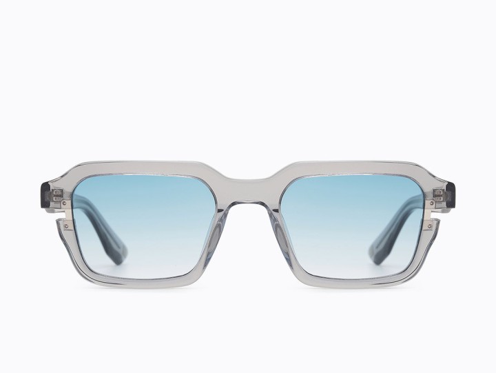 Carolina Lemke Solomon Rectangle Men's sunglasses Color Shiny Black Lens Color Gradient Dark Orange To Yellow