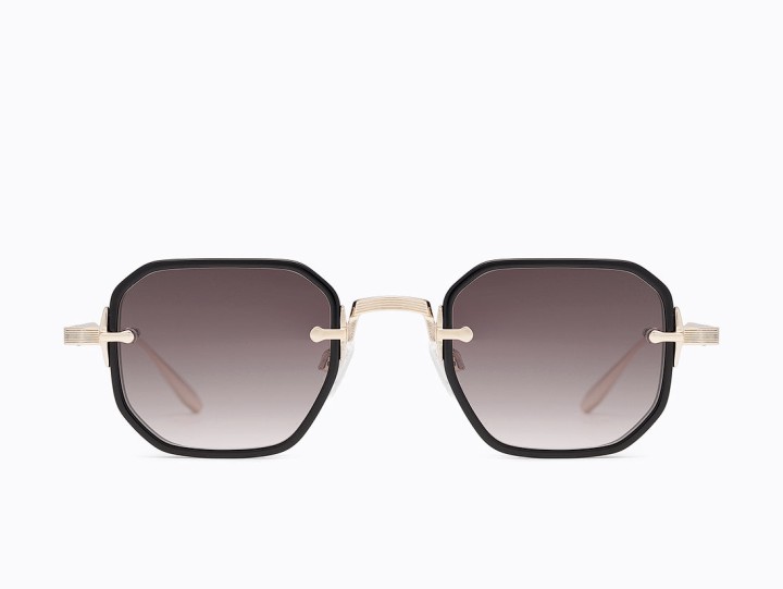 Carolina Lemke Lore Geometric Men's sunglasses Color Shiny Black Lens Color Gradient Brown