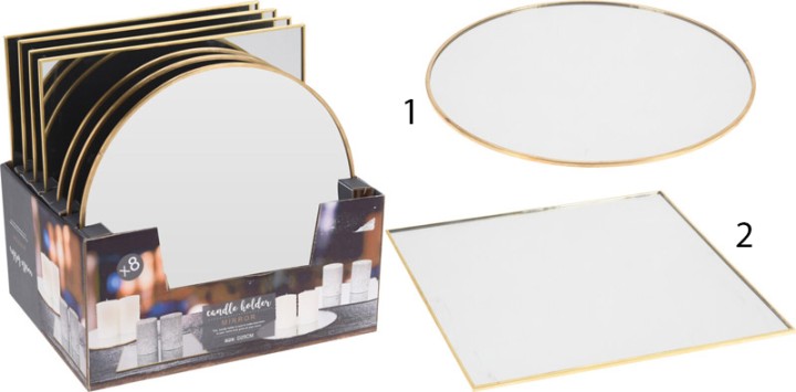 PLATE MIRROR 25CM GOLD 2ASS