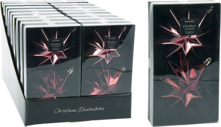 STAR HANGING DECORATION 2PCS 10CM - BURGUNDY