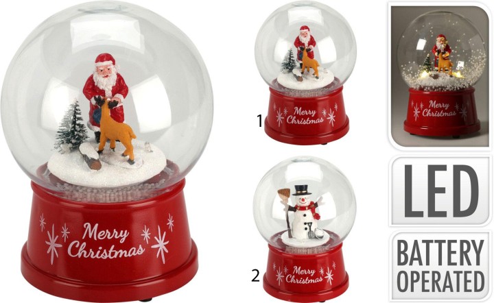 WATER GLOBE XMAS SCENE 12CM IN 2 DIFFERENT DESIGNS