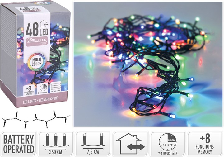 XMAS LED LIGHTS 48 PCS BATTERY OPERATED - MULTICOLOR