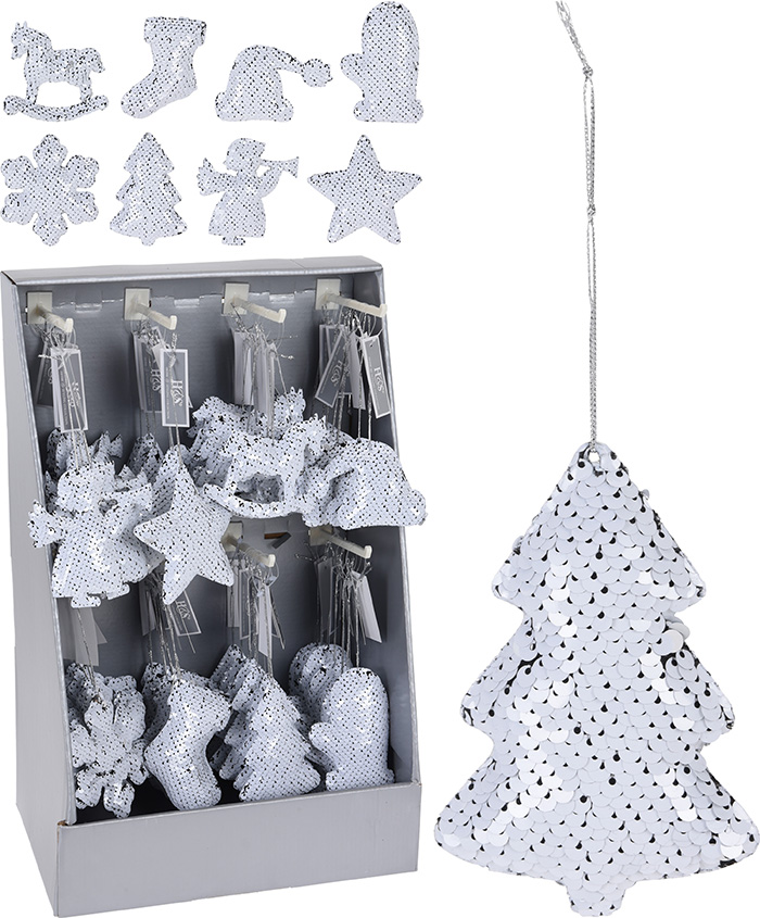 HANGING DECO SEQUINS 10CM 8 ASSORTED DESIGNS