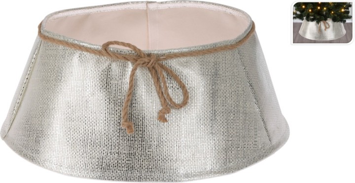 XMAS TREE SKIRT WITH BOW 40CM SILVER