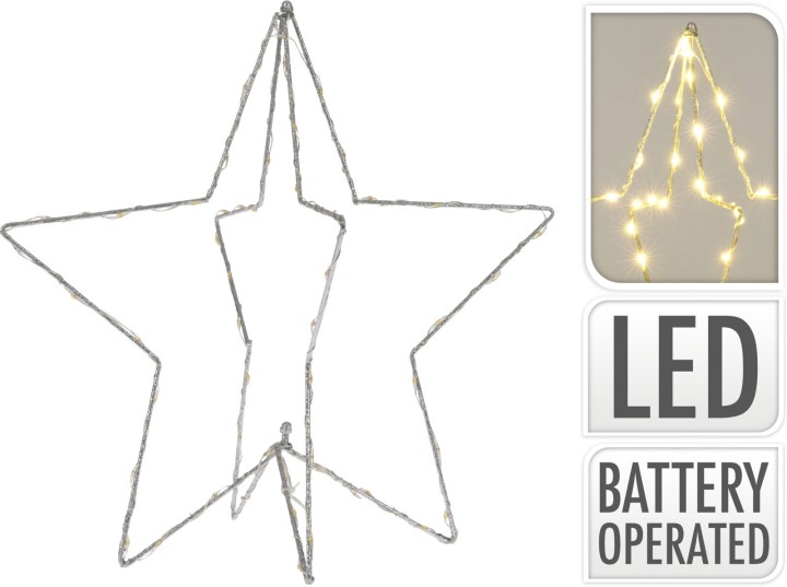 STAR WITH LED 37CM SILVER