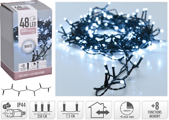 XMAS LED LIGHTS 48PCS BATTERY OPERATED - WARM WHITE
