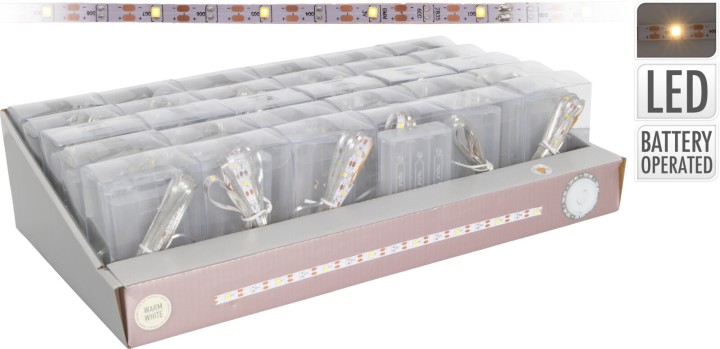 Ledstrip 1Mtr 30Led Warm White Bo Battery Lights
