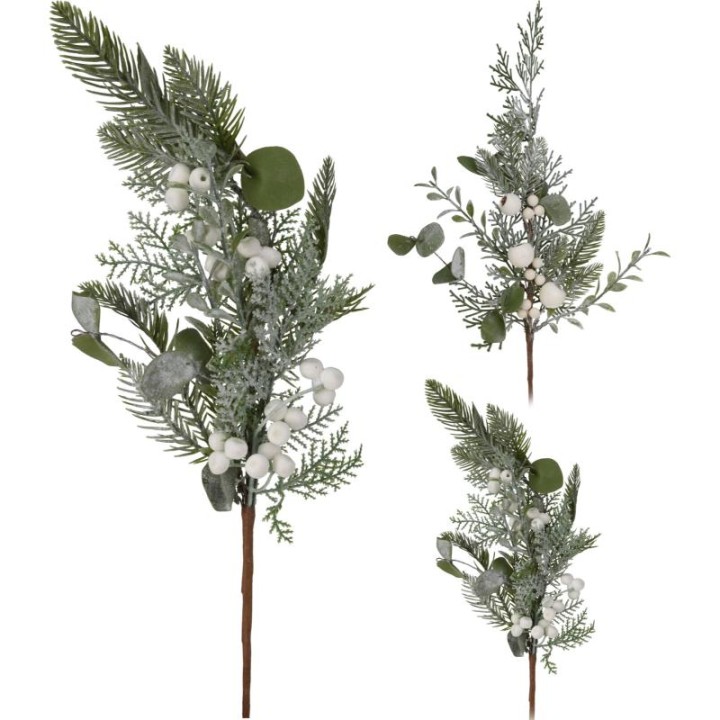BRANCH WITH BERRIES 60CM WHITE - ASSORTED DESIGNS