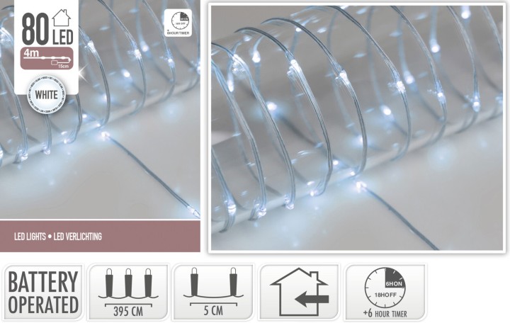 LED LIGHTS 80LED WHITE TIMER
