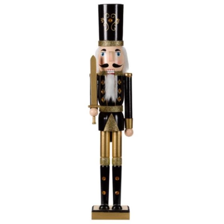 DECORATIVE BLACK AND GOLD NUTCRACKER 50CM - ASSORTED DESIGNS