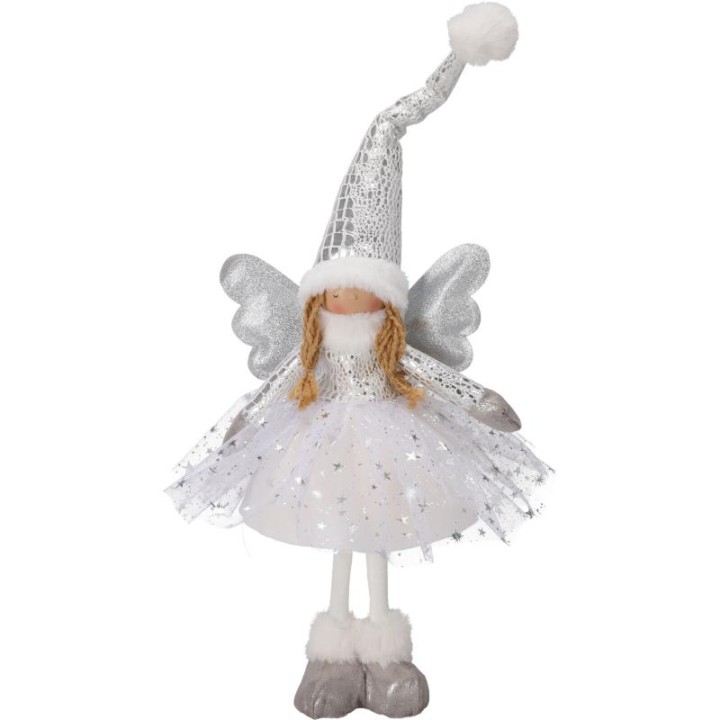ANGEL GIRL WITH LED 50CM - SILVER