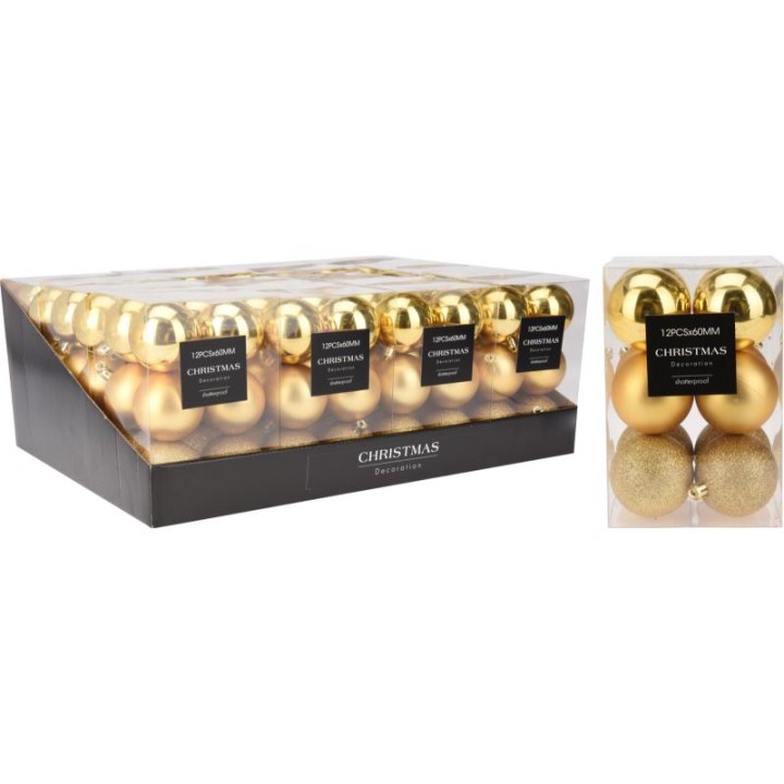 Christmas Ball 6CM 12PCS - Gold