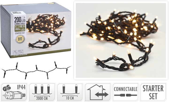 STARTER SET 200 LED LIGHTS WARM WHITE 230V