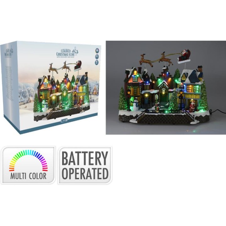 DECORATIVE CHRISTMAS SCENE WITH SLEIGH 39CM