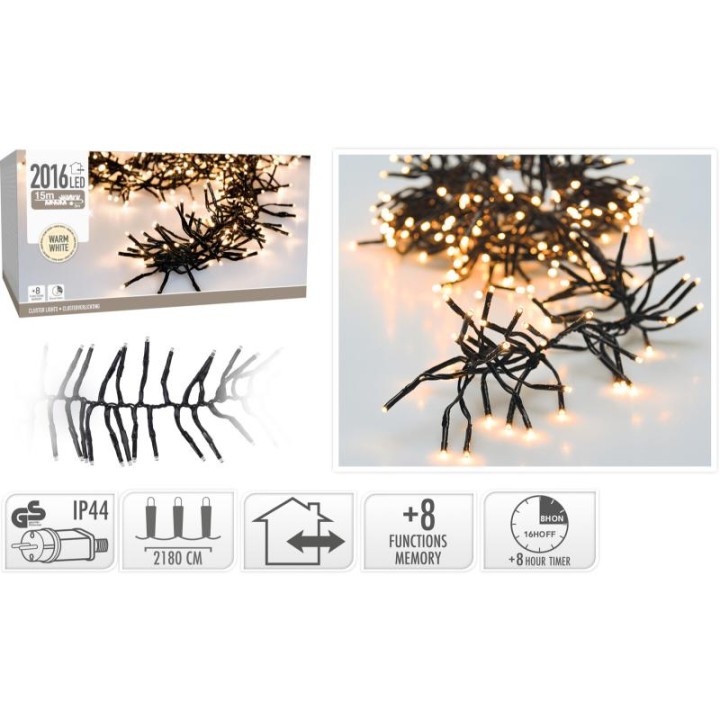 CLUSTER LIGHTS 2016LED 15M- WARM WHITE