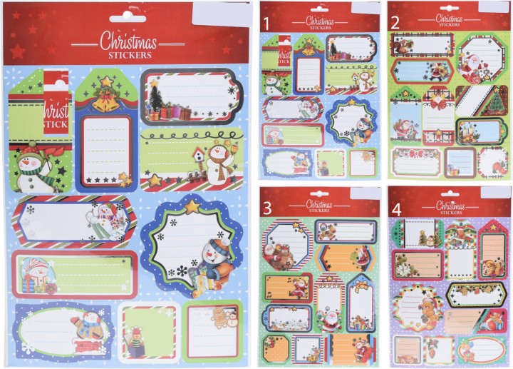 Gift Tags Sticker 20X30Cm 4 Assorted Designs