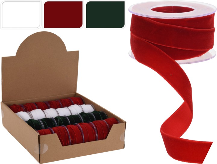 JOLLY XMAS (THEMA) RIBBON VELVET 20MMX4M 3ASS