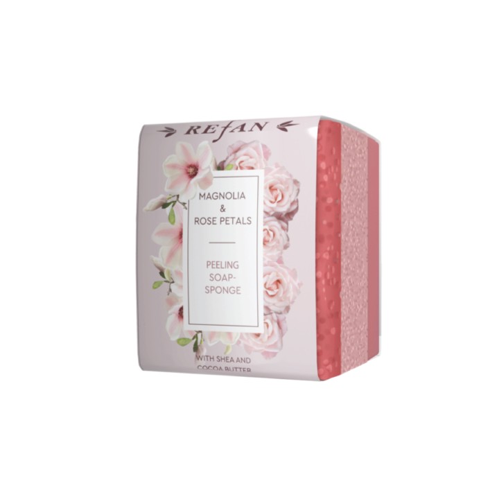 Refan Peeling Soap Sponge Magnolia And Rose Petals