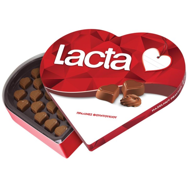 Lacta Box Of Chocolates Hazelnut Pralines In Heart Shape 165g / Συσκευασία σοκολατάκια για δώρο σε σχήμα καρδίας