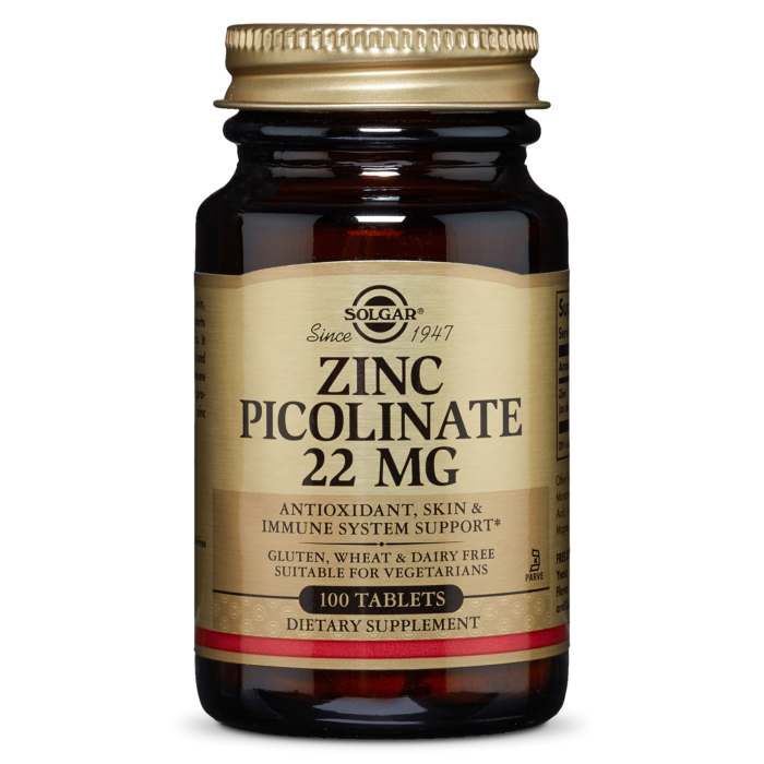 Solgar Zinc Picolinate 22mg x 100 Tablets - Antioxidant, Skin & Immune Support