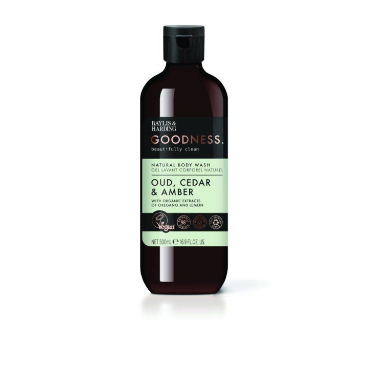 Baylis & Harding Goodness Natural Body Wash Oud, Cedar & Amber 500ml