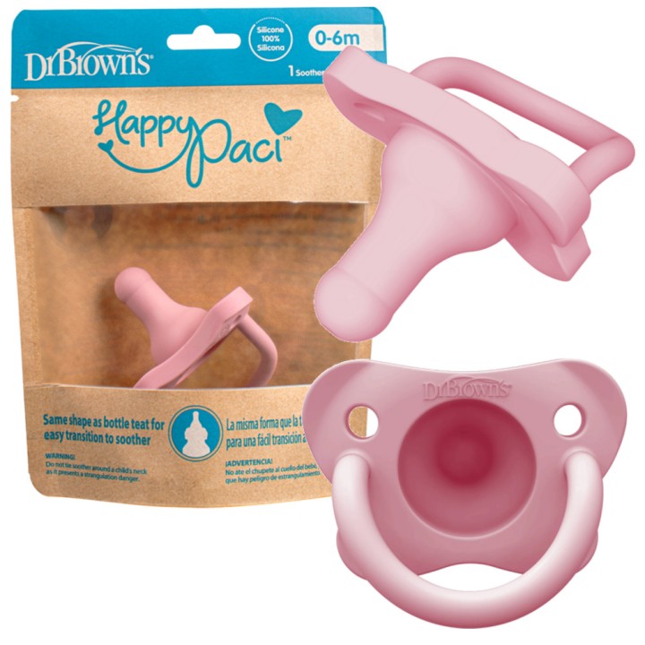 DR. BROWN'S HAPPY PACI SILICONE PACIFIER 0m+ PINK