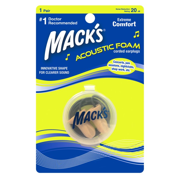 Mack's Acoustic Foam Corded Earplugs 1 pair