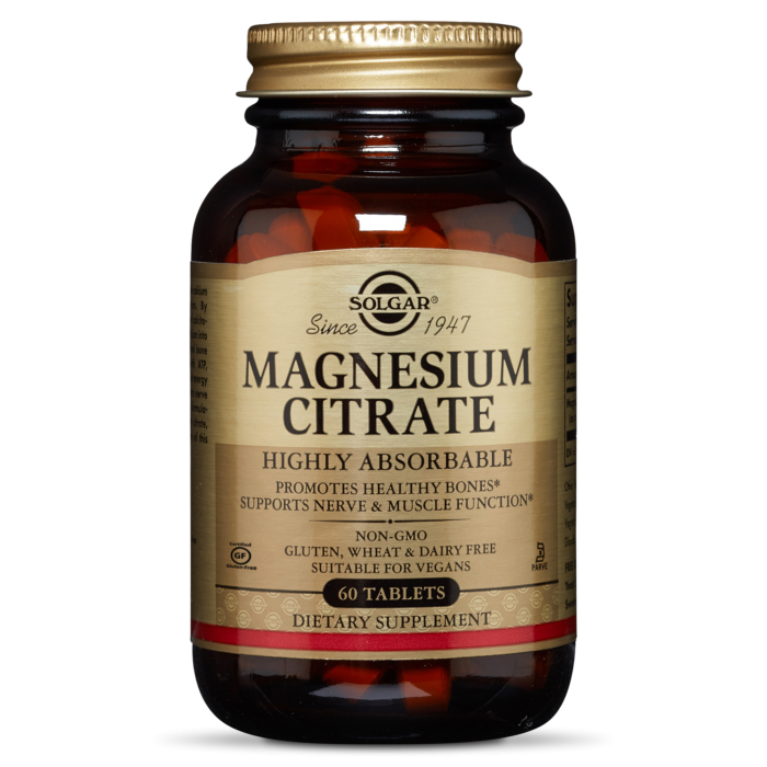 Solgar Magnesium Citrate 200mg x 60 Tablets - High Absorbable - Promotes Healthy Bones - Supports Nerve & Muscle Function