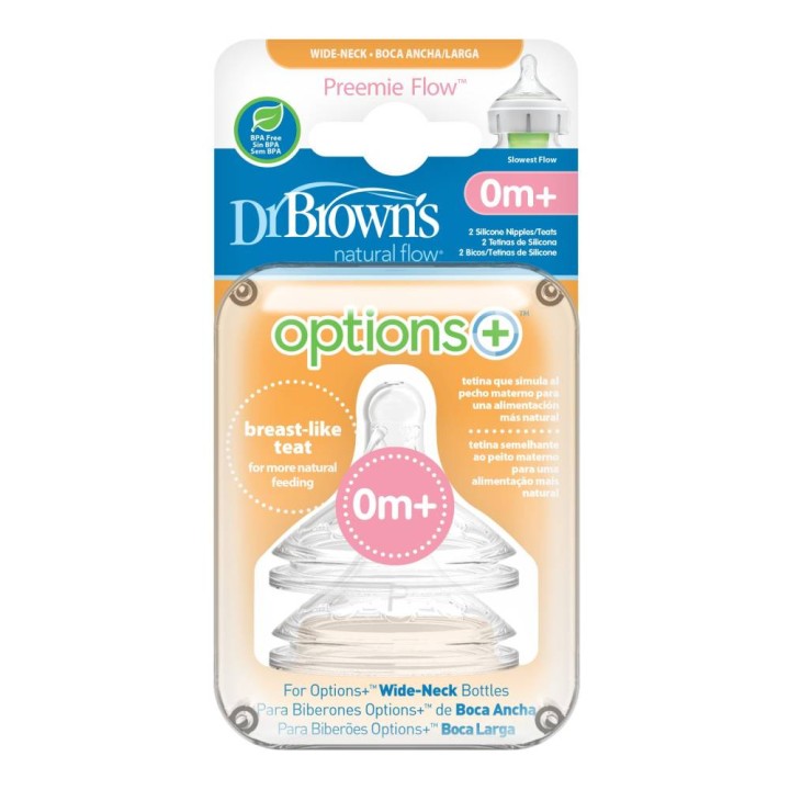 DR. BROWN'S NATURAL FLOW PREEMIE FLOW WIDE NECK 0m+ 2S