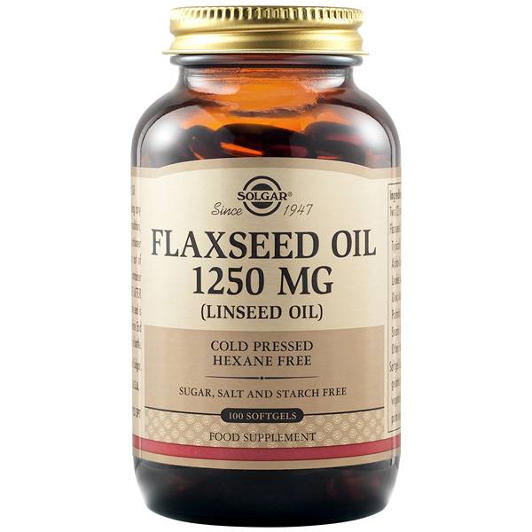 Solgar Flaxseed Oil 1250mg x 100 Softgels - Cold Press Linseed Oil - For The Support Of Heart Health, Immune And Beauty