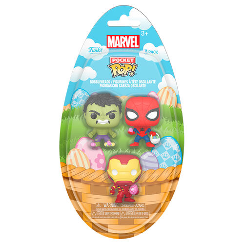 FUNKO POP POCKET 3 PACK EASTER 2025 MARVEL SPIDERMAN IRON MAN HULK BOBBLE HEADS FIGURES