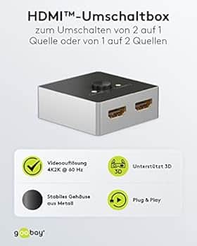 GOOBAY HDMI SWITCH BOX 2 IN 1 OUT