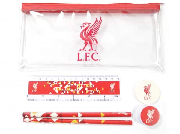 LIVERPOOL FC PARTICLE CLEAR PENCIL CASE STATIONERY SET