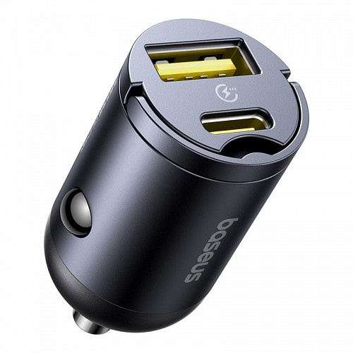 BASEUS CAR CHARGER 30W USB C USB A BLACK