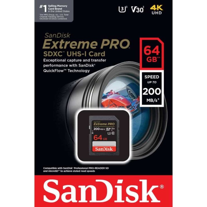 SANDISK EXTREME PRO SDHC UHHS-I CARD 64GB