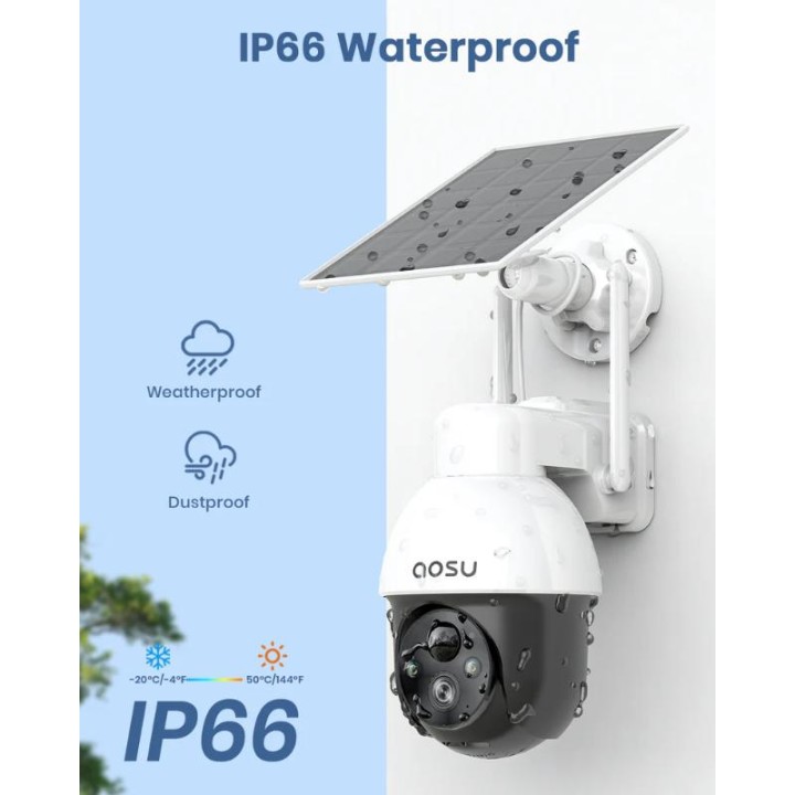 AOSU SOLAR SECURITY CAMERA WIRELESS OUTDOOR WITH PANORAMIC PTZ