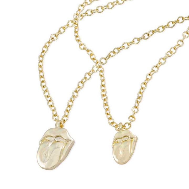 ROLLING STONES NECKLACE  BRACELET SET GOLD TONGUE