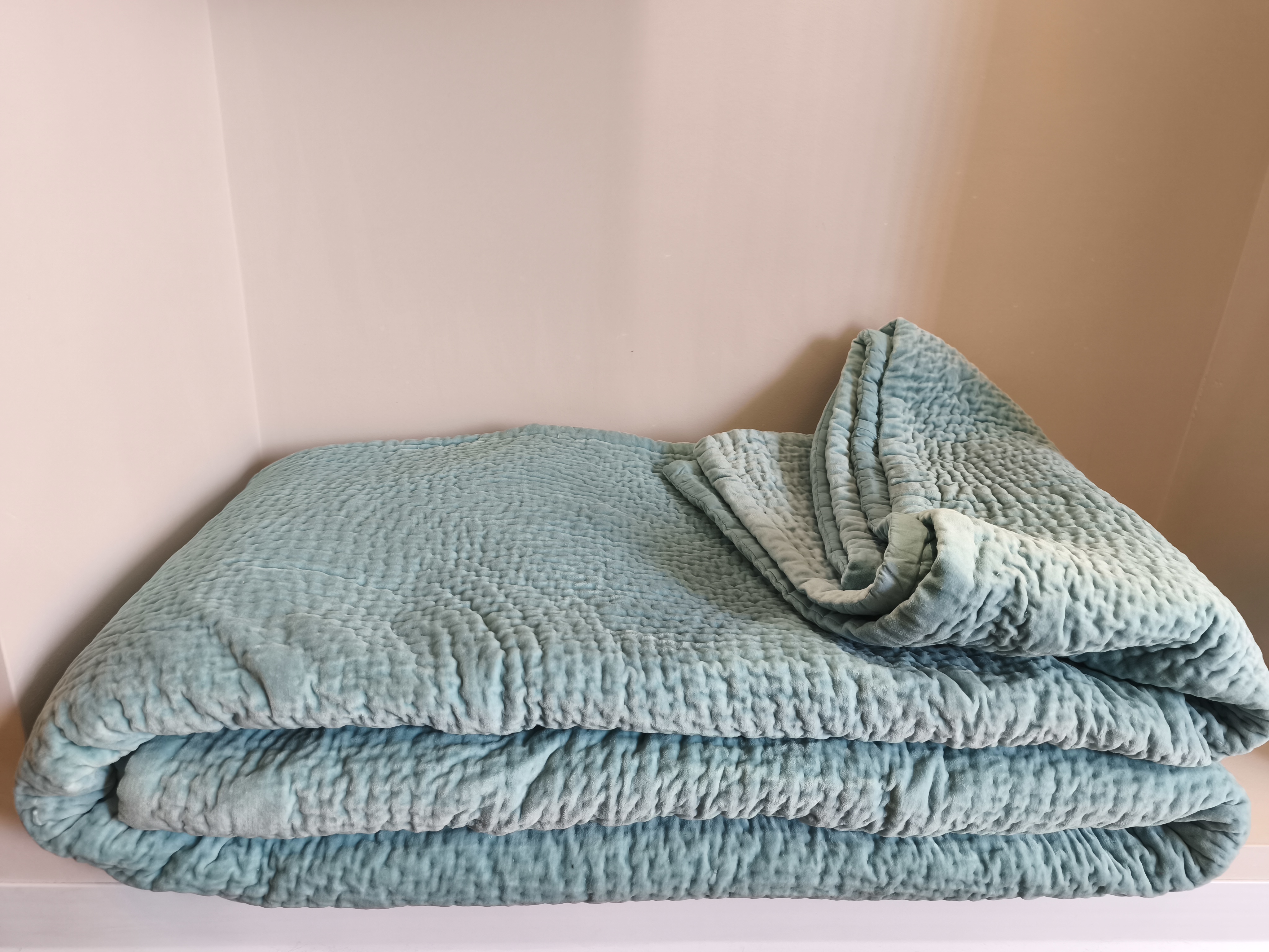 Bed Cover  Bspr/Contessa Aqua Color  240 X 260 Cm  100% Cotton