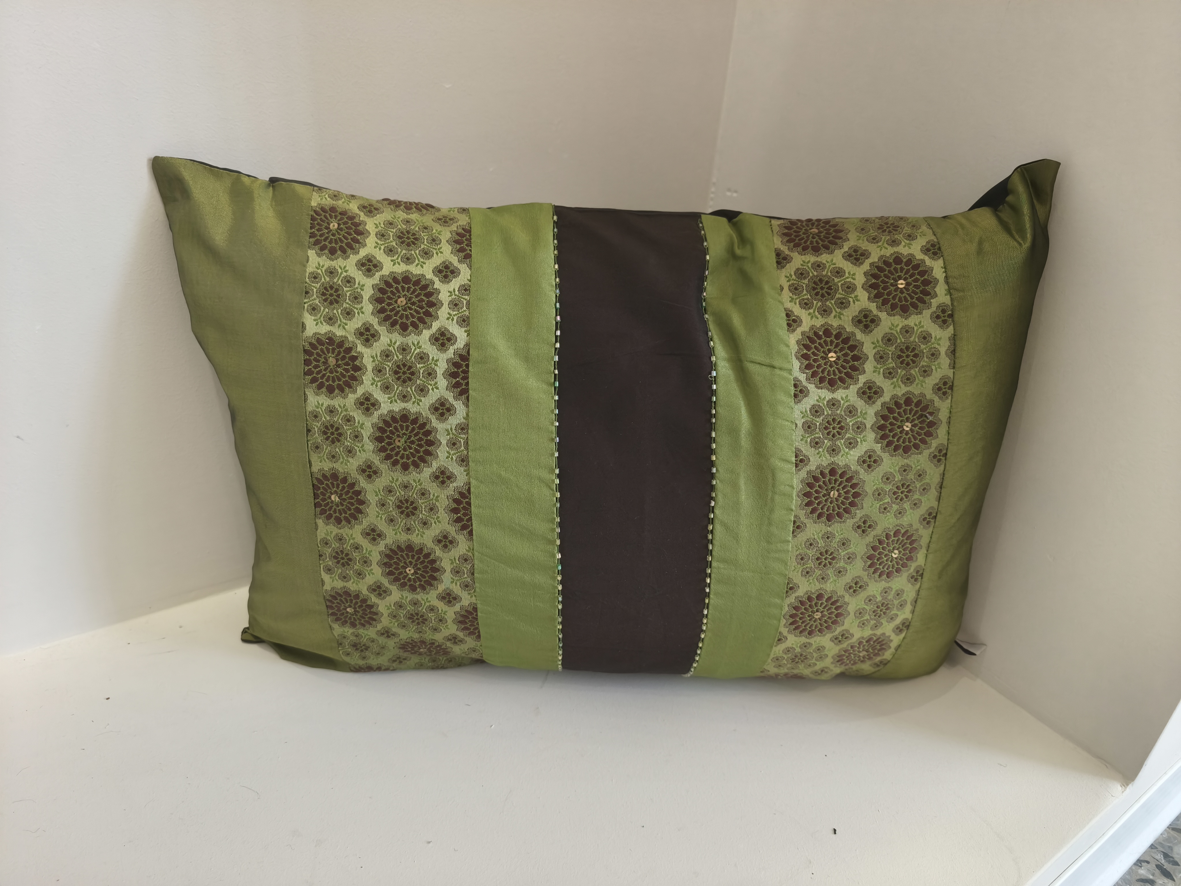 Cushion Cover  Victoria Gr/Br Cushion 32 X 47 Cm  85% Polyester 15% Cotton