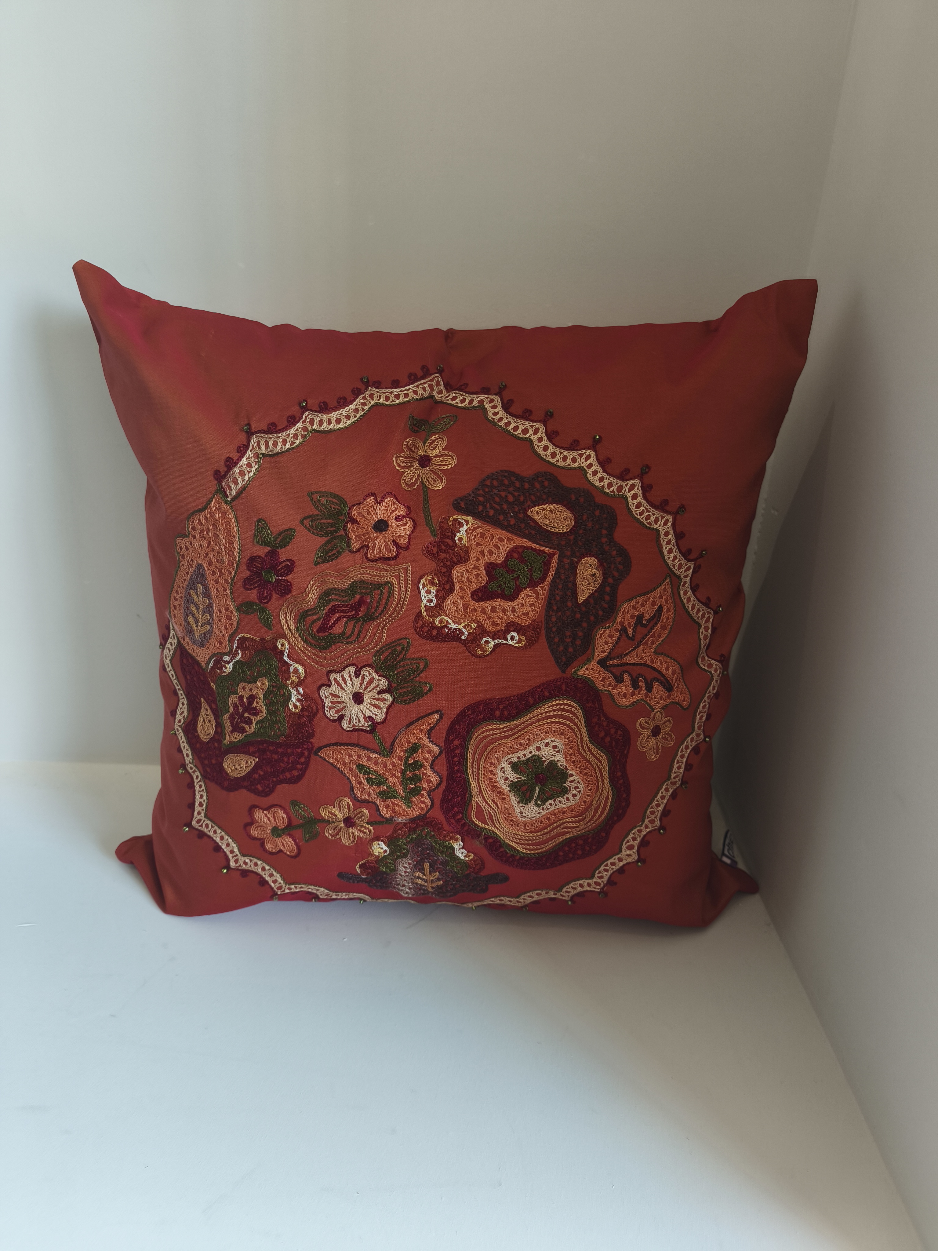 Cushion Cover  Azalea Multi Embroided Cushion 45 X 45 Cm  100% Polyester